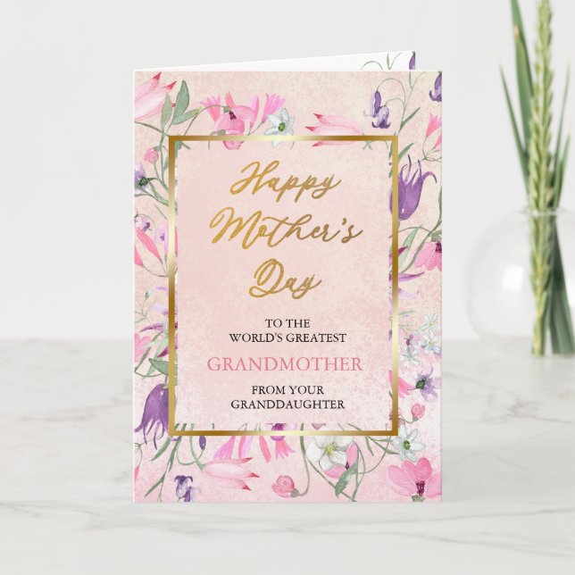 Purple Wildflowers Happy Mother's Day Grandmother Card (Front)