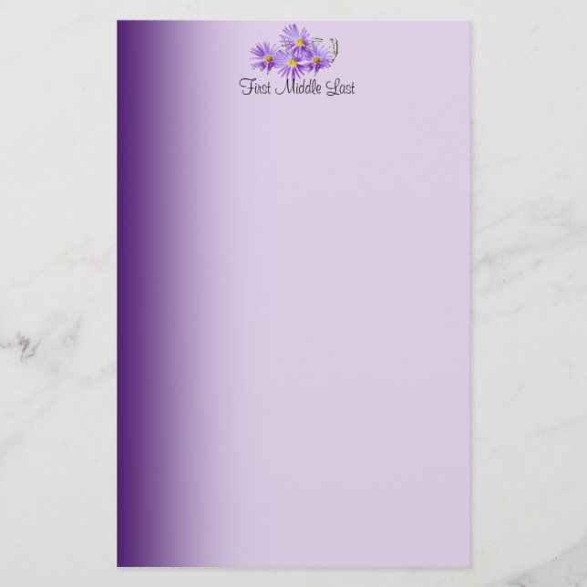 Purple Wildflowers Header Stationery (Front)