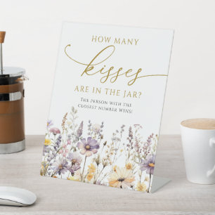 Purple Wildflowers How Many Kisses Are In The Jar Pedestal Sign