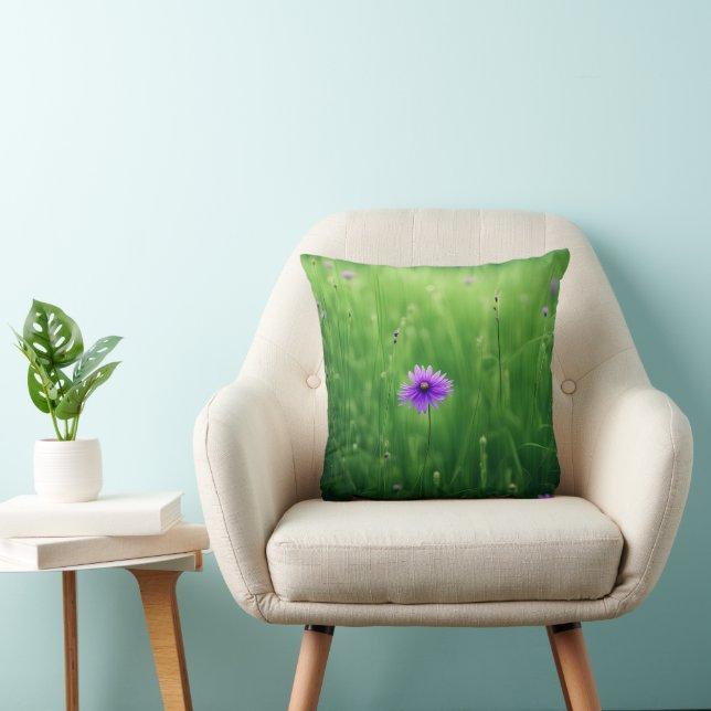 Purple Wildflowers In Green Field Cushion (Chair)