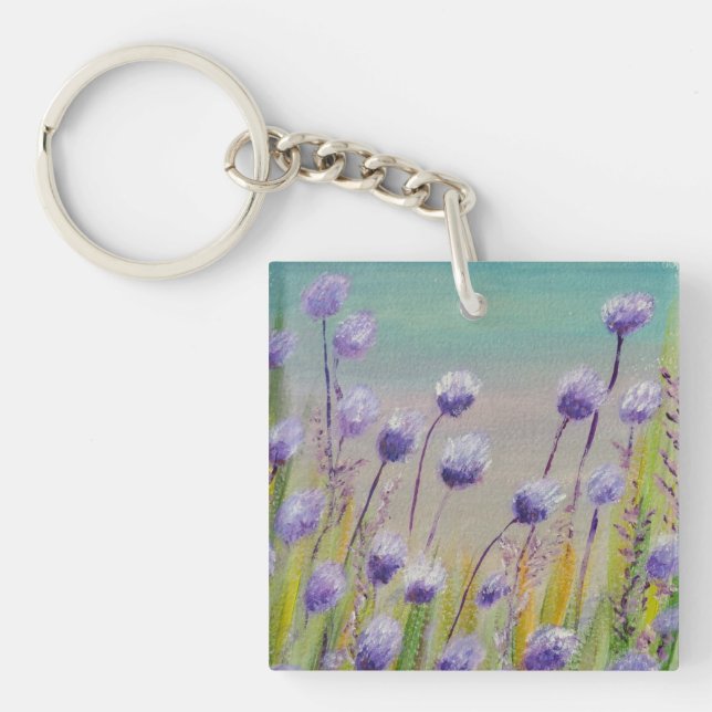 Purple wildflowers key ring (Front)