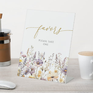 Purple Wildflowers Shower Favours Sign
