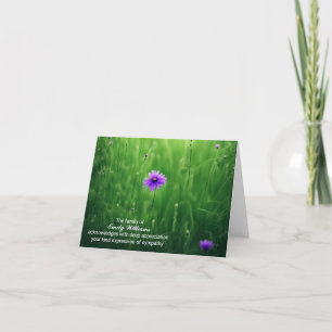 Purple Wildflowers Sympathy Thank You Card