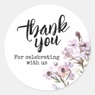 Purple Wildflowers Thank You For Celebrating Classic Round Sticker