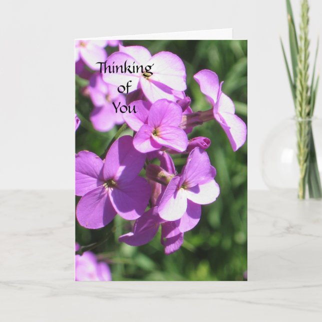 Purple Wildflowers Thinking of You Card (Front)