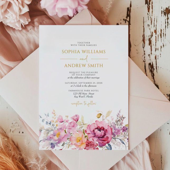 Purple Wildflowers Wedding Invitation (Creator Uploaded)