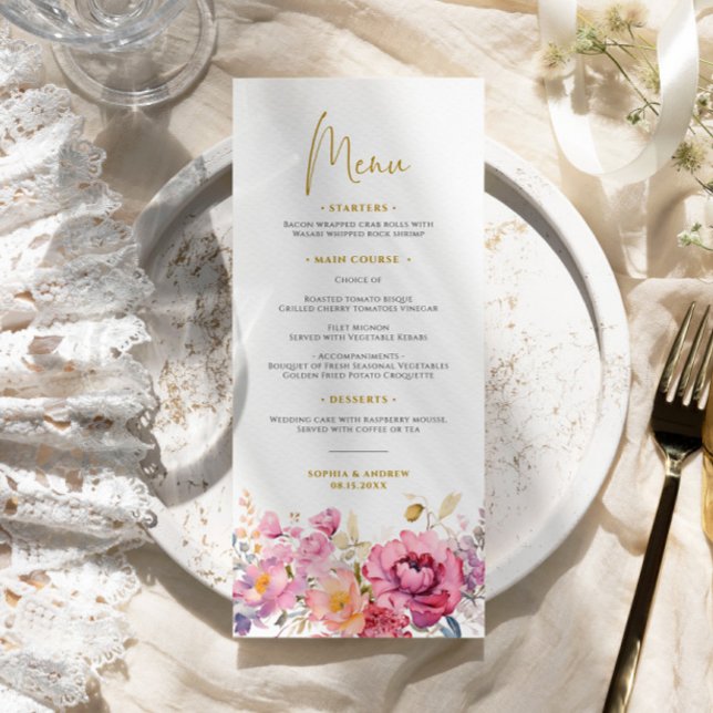 Purple Wildflowers Wedding Menu (Creator Uploaded)