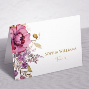 Purple Wildflowers Wedding Place Card