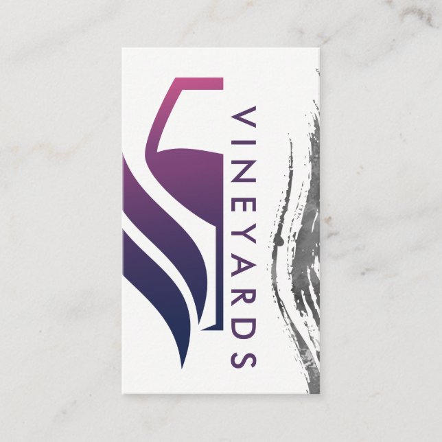 Purple Wine Glass Logo | Brush Stroke  Business Card (Front)