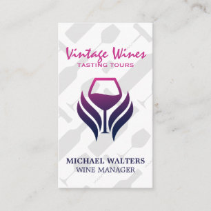 Purple Wine Glass Logo Wine Set Pattern Business Card