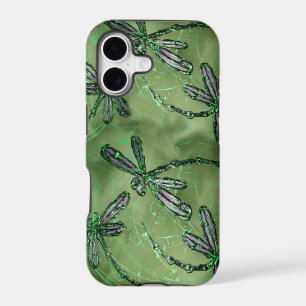 Purple Winged Dragonflies on Soft Lime Green