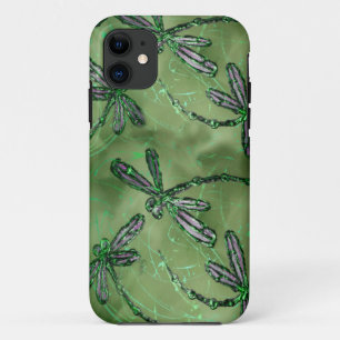 Purple Winged Dragonflies on Soft Lime Green Case-Mate iPhone Case