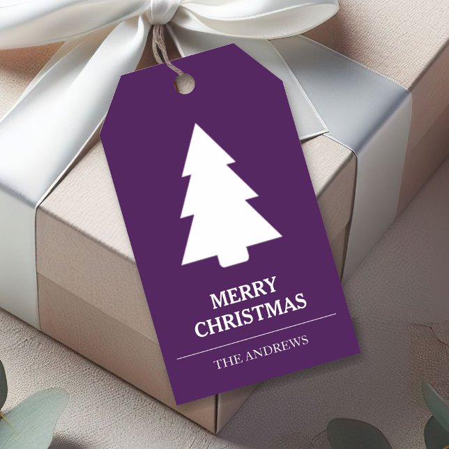 Purple Winter Christmas Tree Gift Tags (Creator Uploaded)