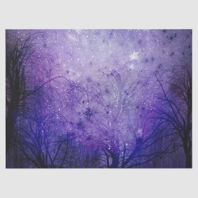 Purple Winter Forest Decoupage Tissue Paper (Front)