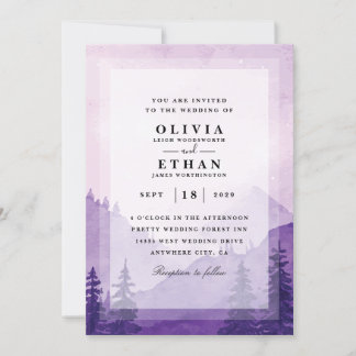 purple winter wedding invitations