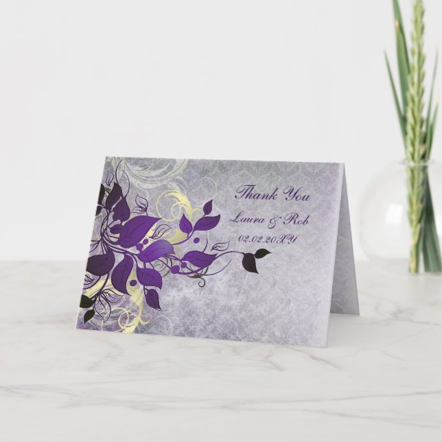 purple winter wedding Thank You (Front)