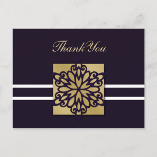 purple winter wedding Thank You Postcard