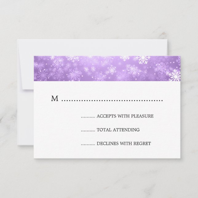 Purple Winter Wonderland Elegant Wedding RSVP (Front)