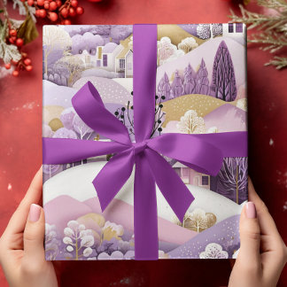  Purple Winter Wonderland Wrapping Paper