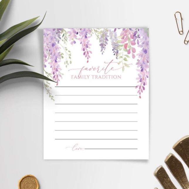 Purple Wisteria Family Traditions Baby Shower Card (Creator Uploaded)