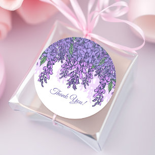Purple Wisteria Favour Thank You Classic Round Sticker