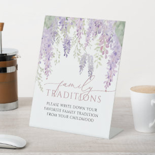 Purple Wisteria Favourite Family Traditions Game Pedestal Sign
