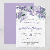 Purple Wisteria Floral Botanical 50th Birthday