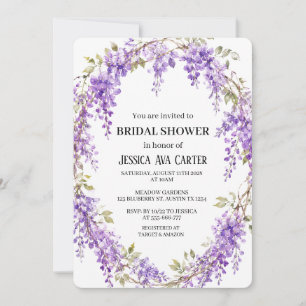 Purple Wisteria Floral Garden Bridal Shower Invitation