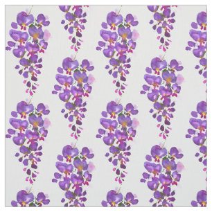 Purple Wisteria Floral Watercolor Pattern Fabric