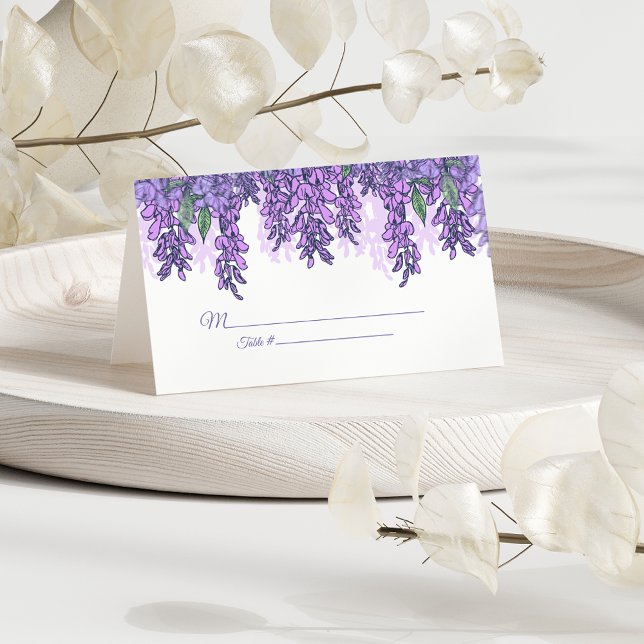Purple Wisteria Floral Wedding Reception Place Card (Creator Uploaded)