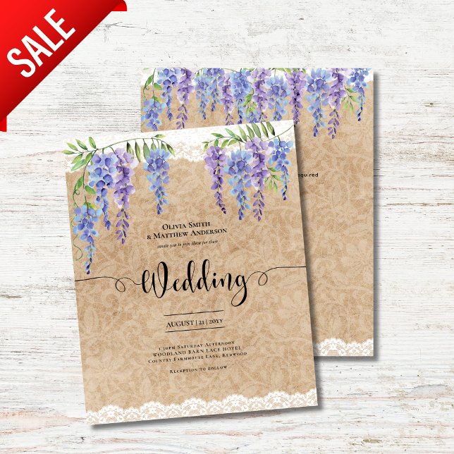 Purple Wisteria Floral Wedding Rustic Kraft Lace (Creator Uploaded)