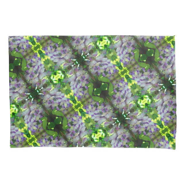 Purple Wisteria Flower Abstract Pattern Pillowcase (Front)