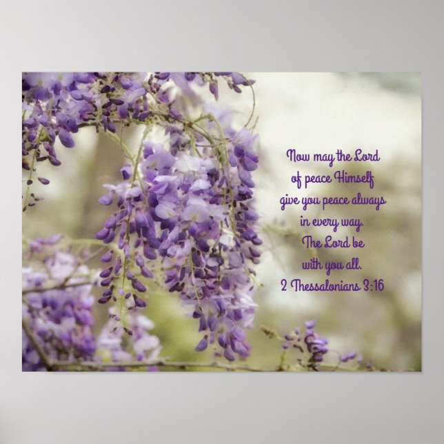 Purple Wisteria Flowers Art Bible Verse Poster (Front)