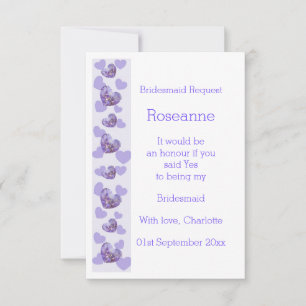Purple Wisteria Heart Design Bridesmaid Request Invitation