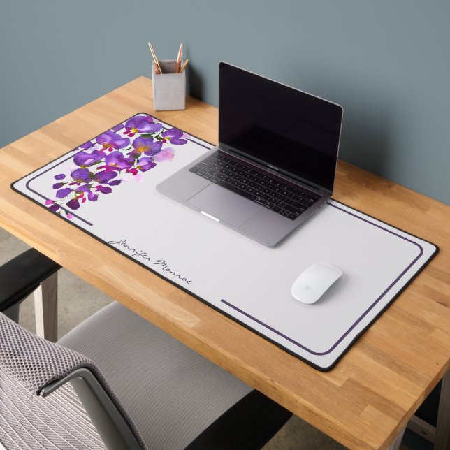 Purple wisteria personalised desk mat (Office 2)