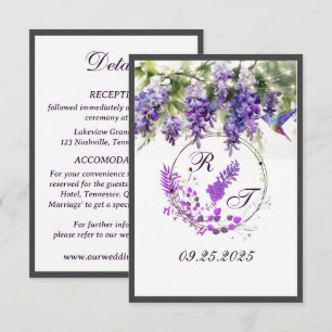 Purple Wisteria Themed Wedding Enclosure Card