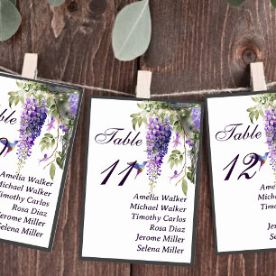 Purple Wisteria Themed Wedding Table Seating Card