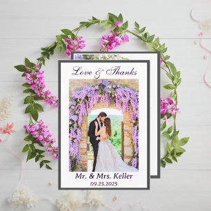 Purple Wisteria Themed Wedding Thank You Card