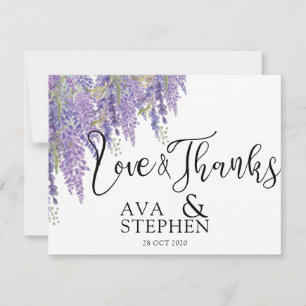 Purple Wisteria tree Wedding Thank you Card