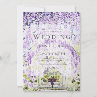 purple wisteria tunnel wedding invitation
