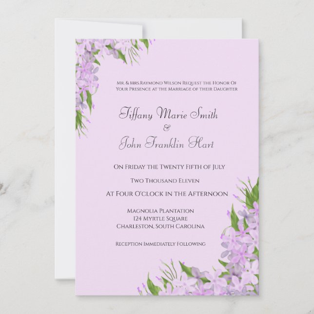 Purple Wisteria  Wedding Invitations (Front)