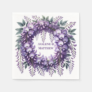 Purple Wisteria Wreath Wedding Napkin