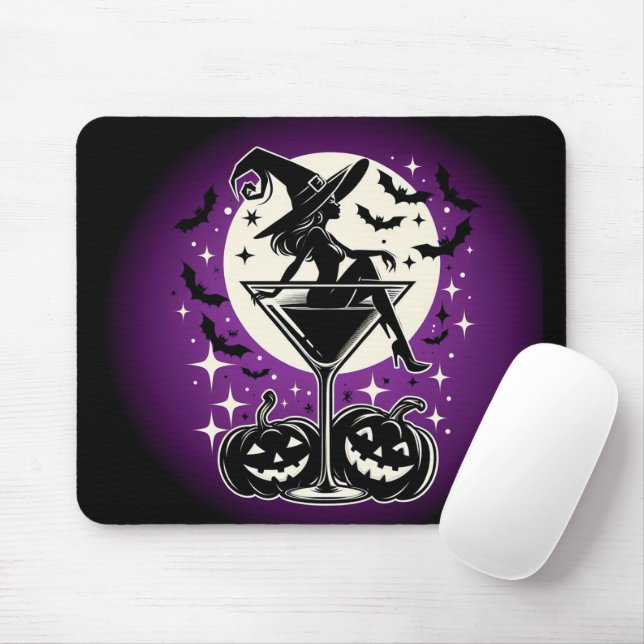 Purple Witch Martini Mouse Pad (With Mouse)