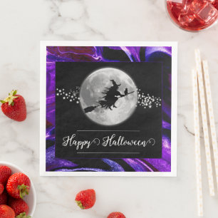Purple Witch Silhouette Halloween Napkin