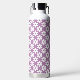 PURPLE WITH WHITE DAISY FLOWERS WATER BOTTLE