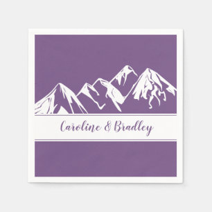 Purple with White Mountain Range Background Napkin