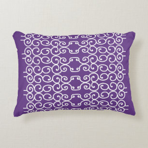 Purple with white scrolls decorative cushion
