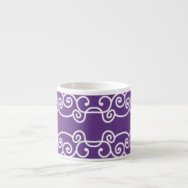 Purple with white scrolls espresso cup (Front)