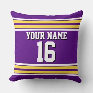 Purple with Yellow White Stripes Team Jersey Cushion
