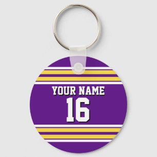 Purple with Yellow White Stripes Team Jersey Key Ring